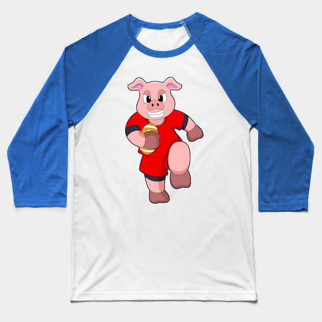 Pig at Football Sports Baseball T-Shirt by Markus Schnabel